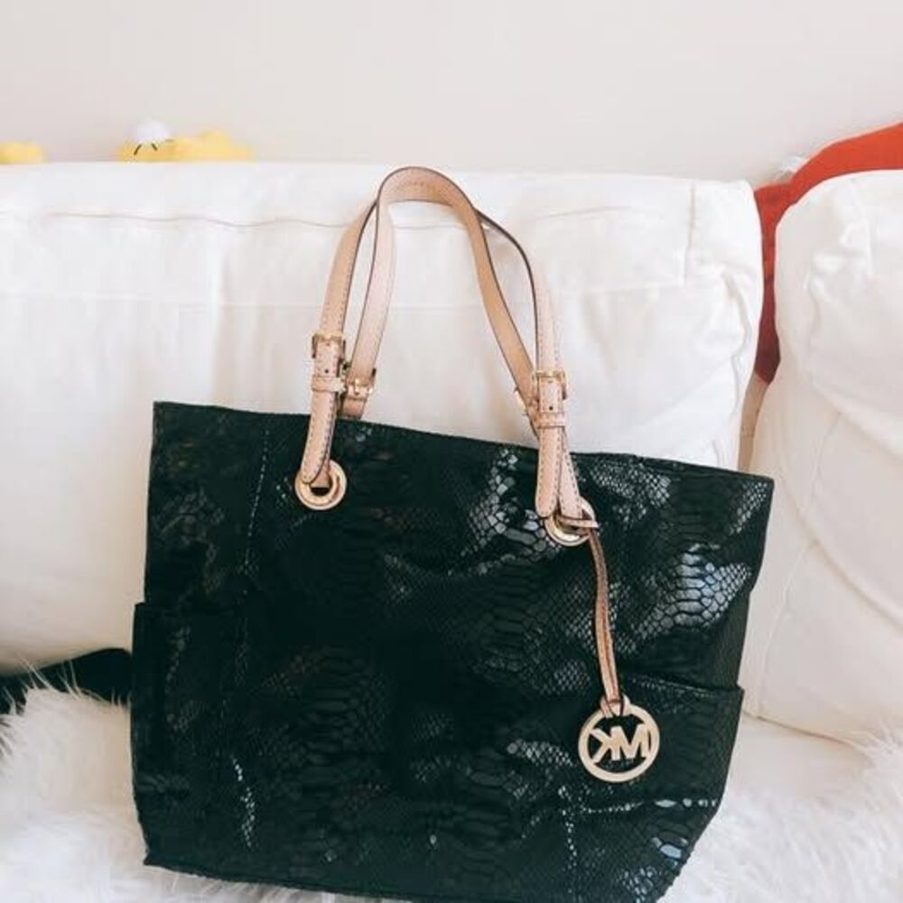 Michael Kors - Jet Set Black Python Embossed Tote – New